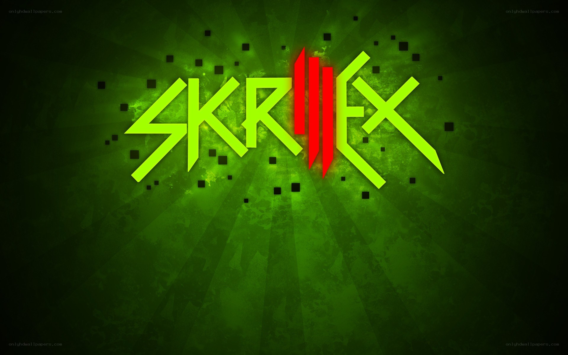 Skrillex logo on green background