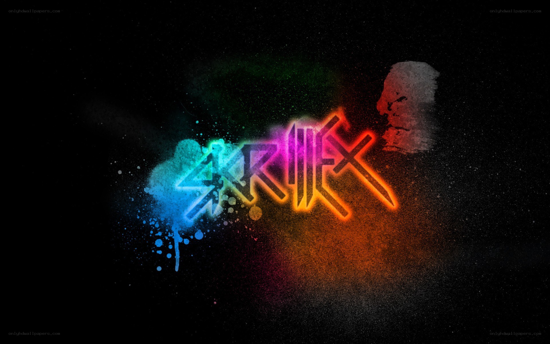 Skrillex logo with colorful splash