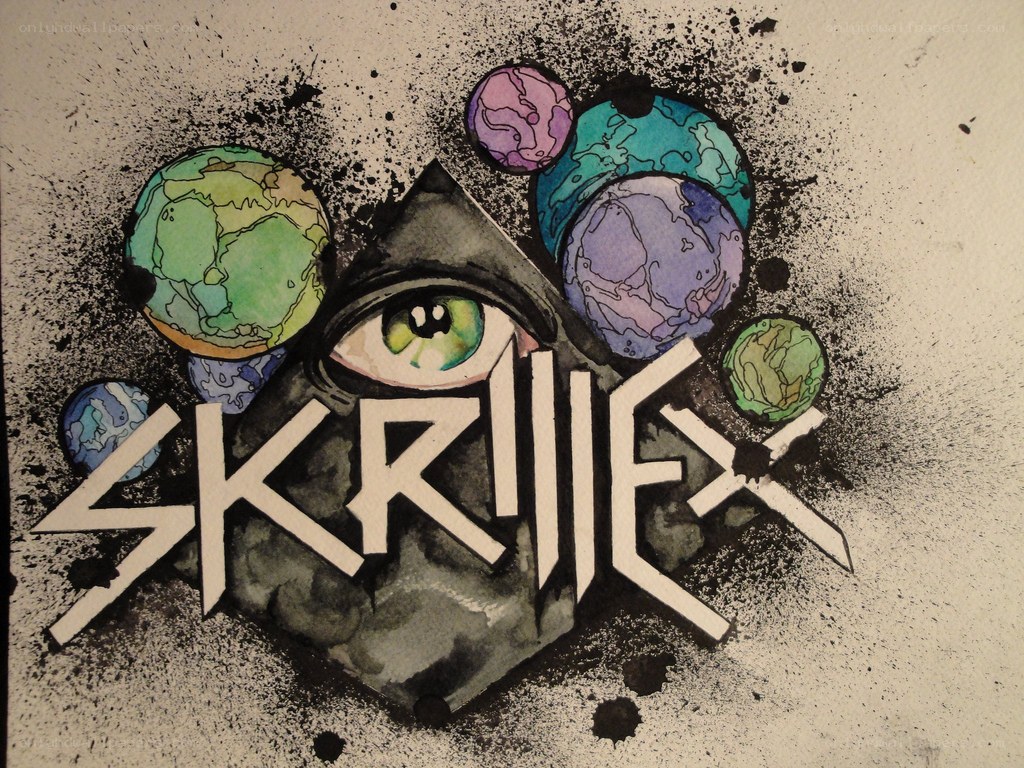 Skrillex logo with planets
