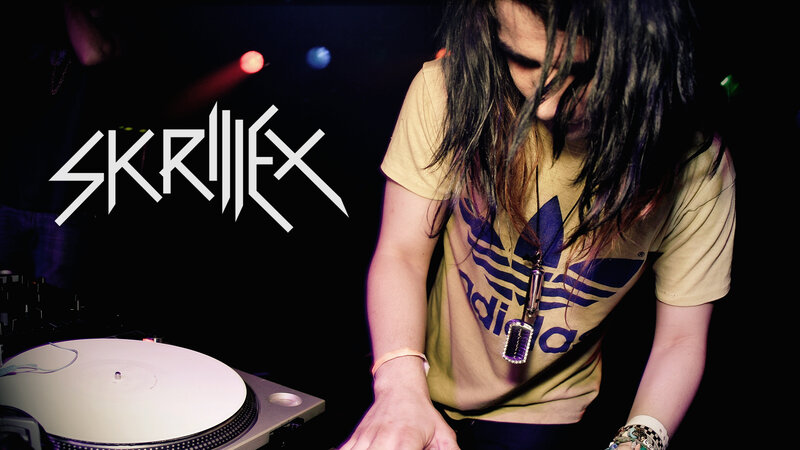 Skrillex performing at a club