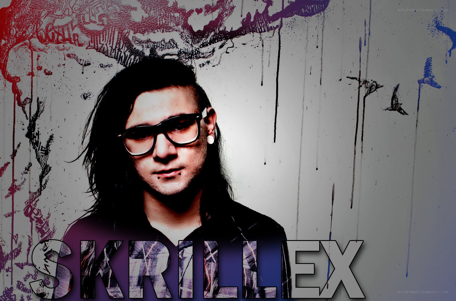 Skrillex portrait with graffiti