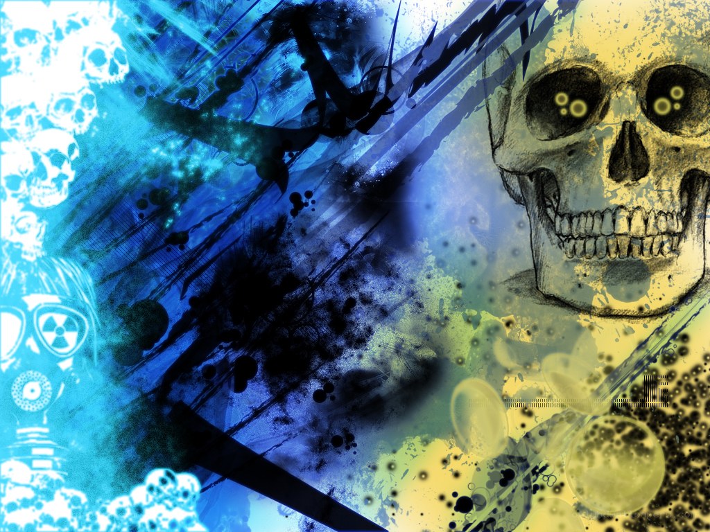 skull and abstract art collage