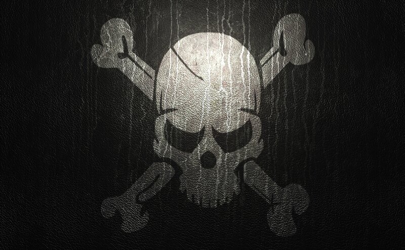 Skull and Crossbones — Black, Dark, Digital Art, Leather