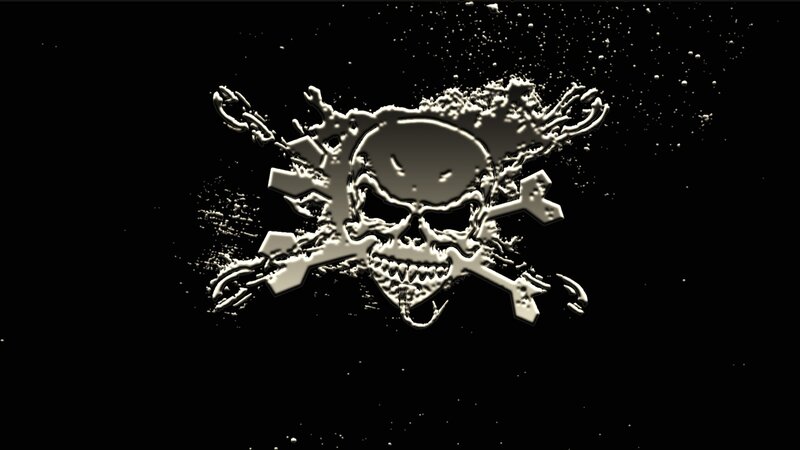 Skull and Crossbones — Black, Dark, Digital Art, Splatter, White