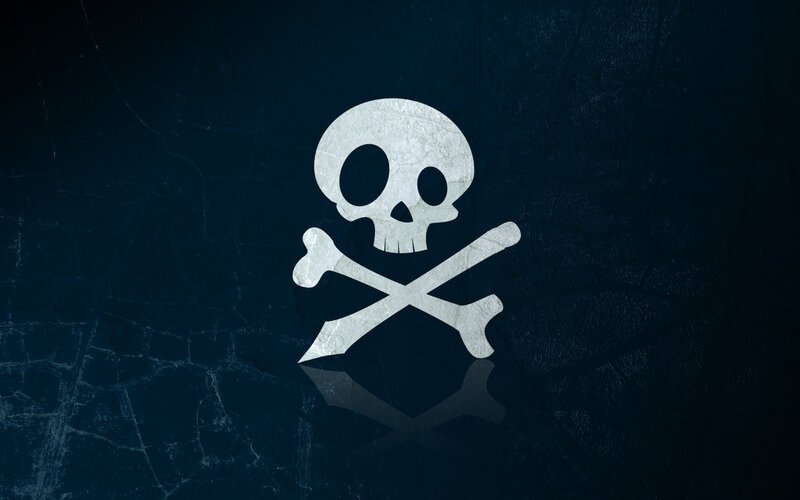 Skull and Crossbones — Black, Dark, Illustration, Reflection
