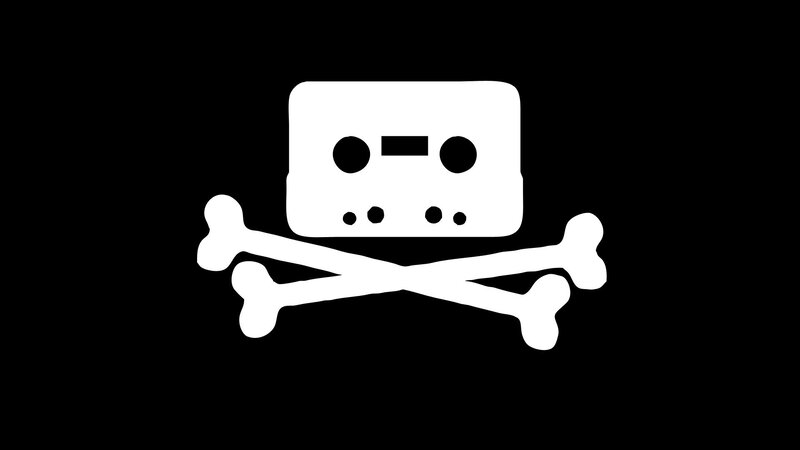 Skull and Crossbones — Black, Dark, Vector Art, Cassette Tape