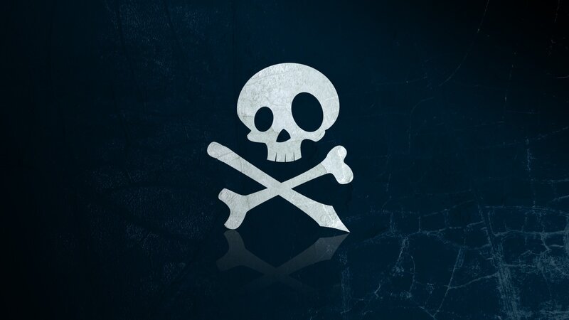 Skull and Crossbones — Black, Dark, Vector Art, Cracked Surface