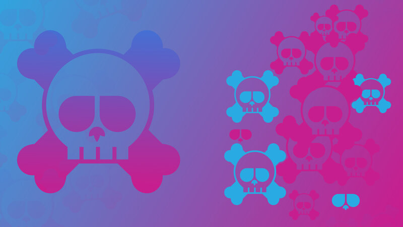 Skull and Crossbones — Blue, Dark, Vector Art