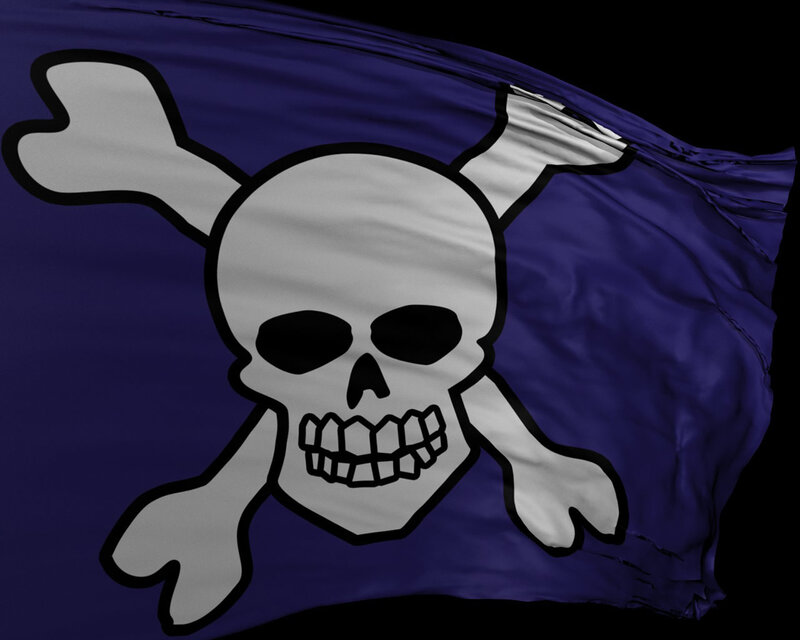 Skull and Crossbones Flag — Blue