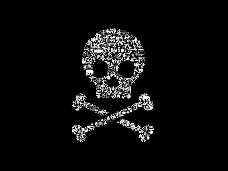 skull and crossbones made of icons