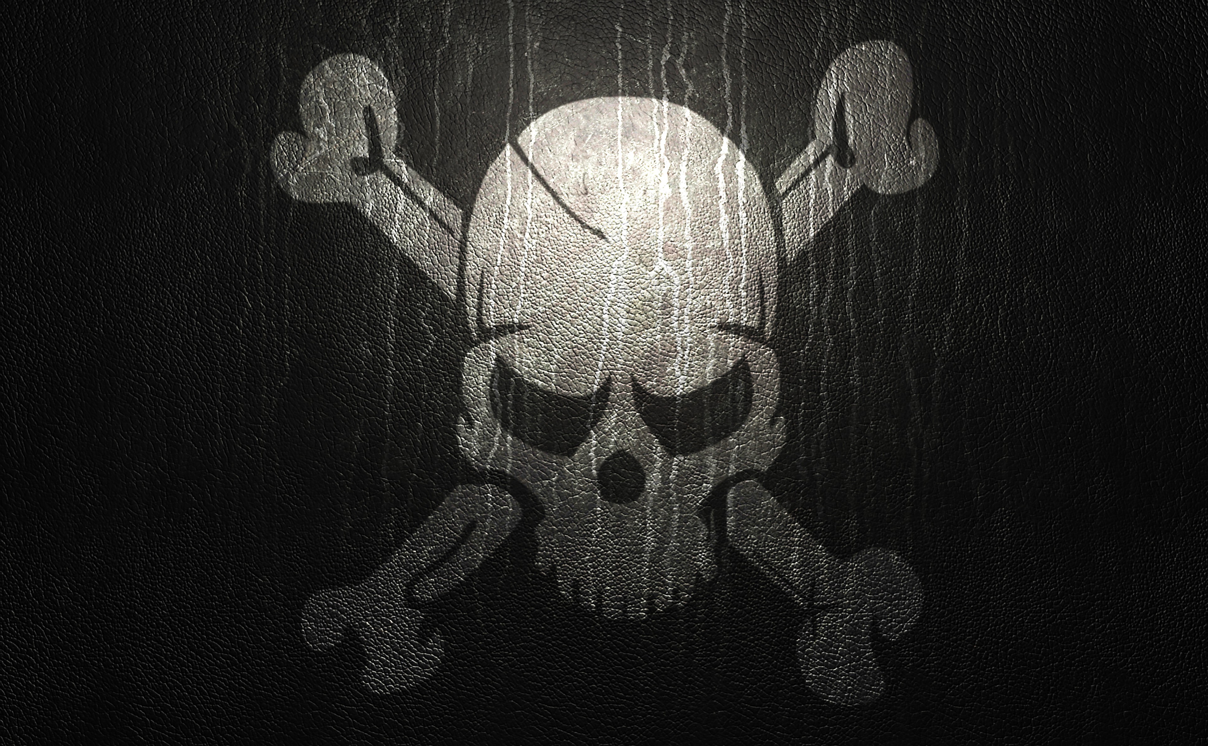 skull and crossbones on leather