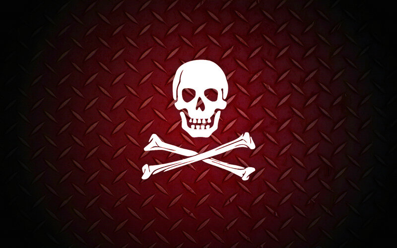 skull and crossbones on metal
