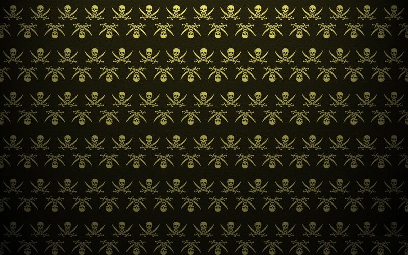 Skull and Crossbones Pattern — Black, Dark, Illustration
