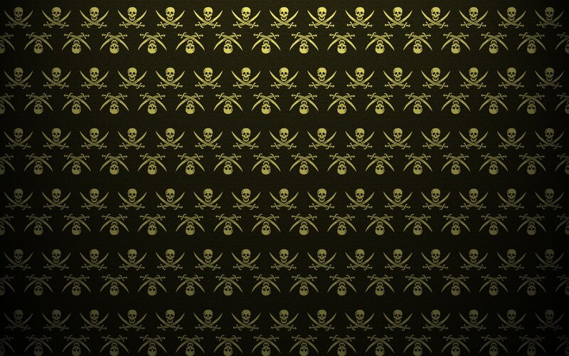 Skull and Crossbones Pattern — Black, Dark, Vector Art