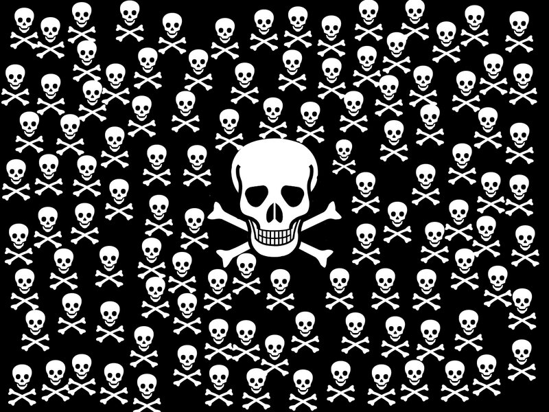 Skull and Crossbones Pattern — Black, Menacing