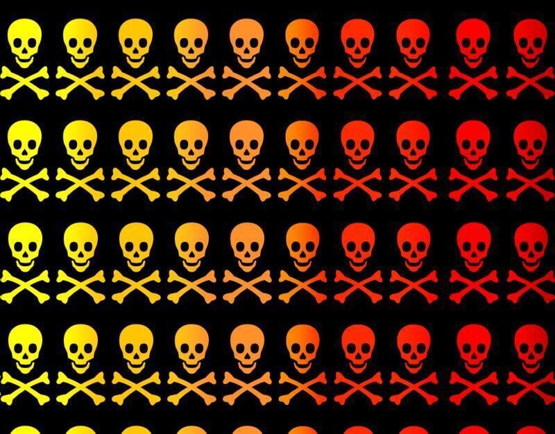 Skull and Crossbones Pattern — Black, Warning