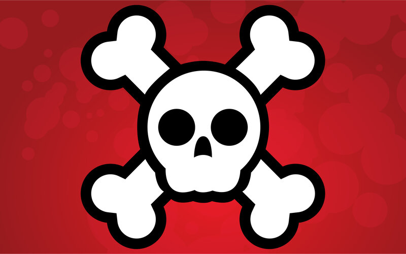 Skull and Crossbones — Red, Warning