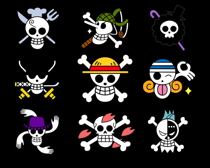 Skull and Crossbones Symbols — Black