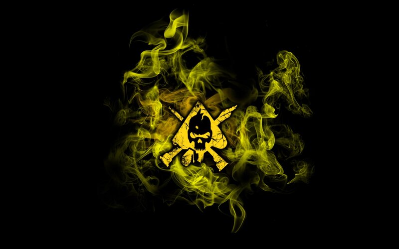 Skull and crossbones with smoke