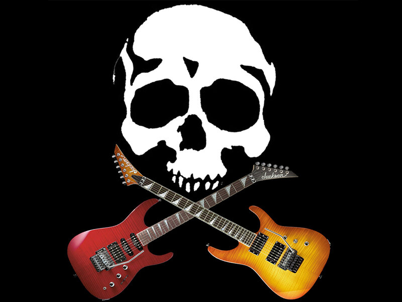 Skull and crossed guitars