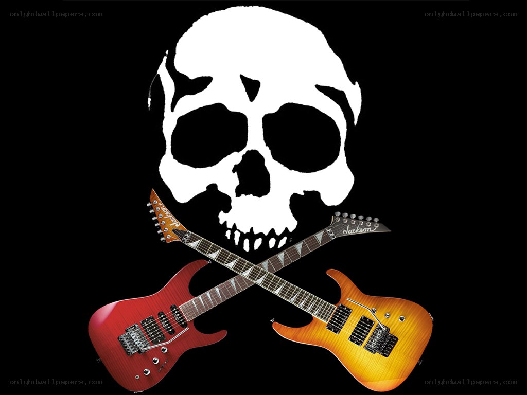 Skull and crossed guitars