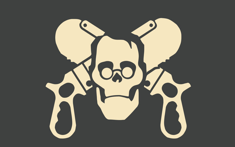 skull and crossed tools