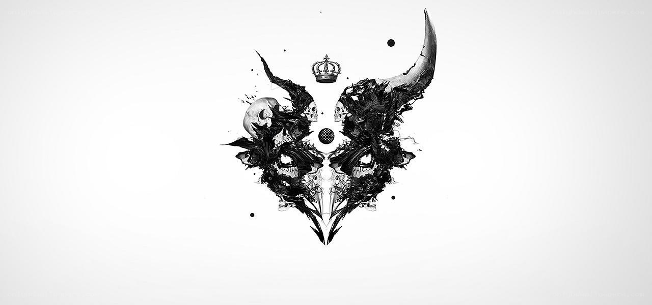 skull and crown abstract art