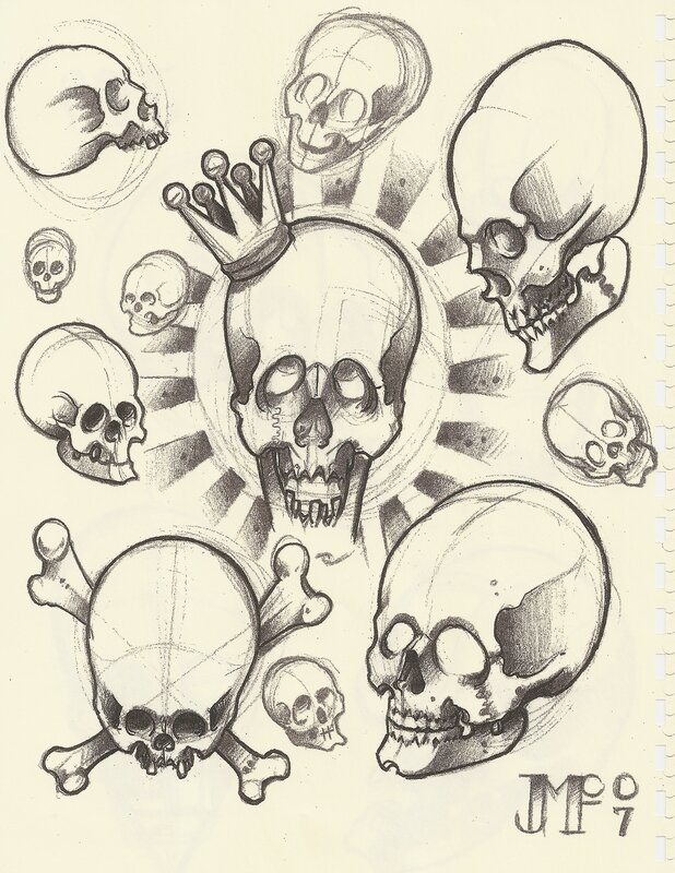 skull and crown sketch