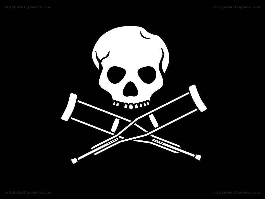 skull and crutches symbol