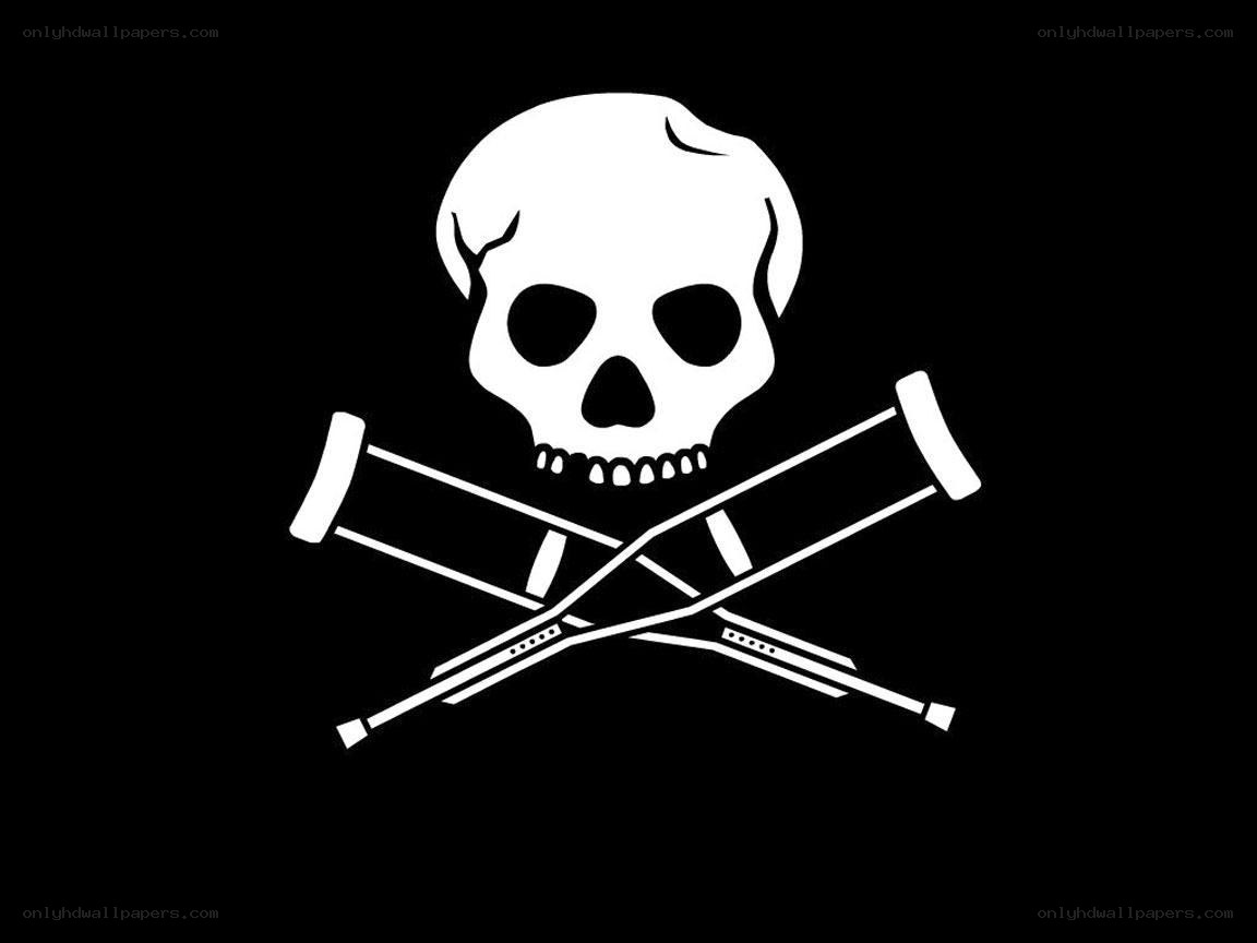 skull and crutches symbol
