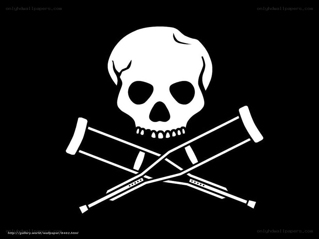 skull and crutches symbol