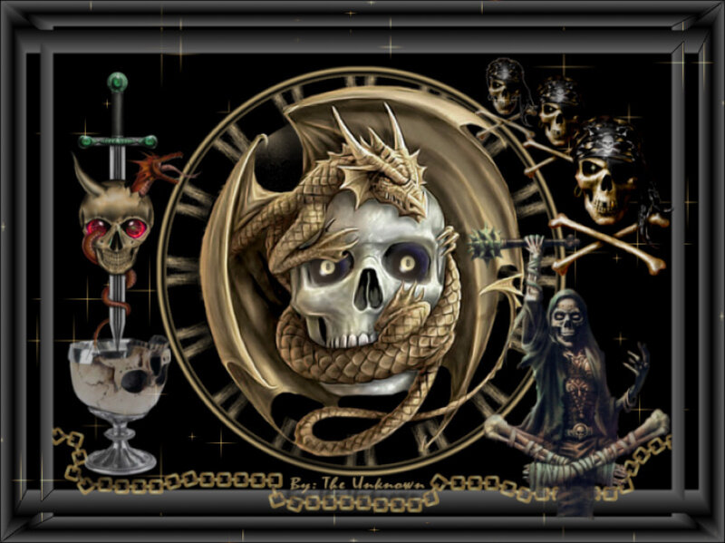 skull and dragon artwork