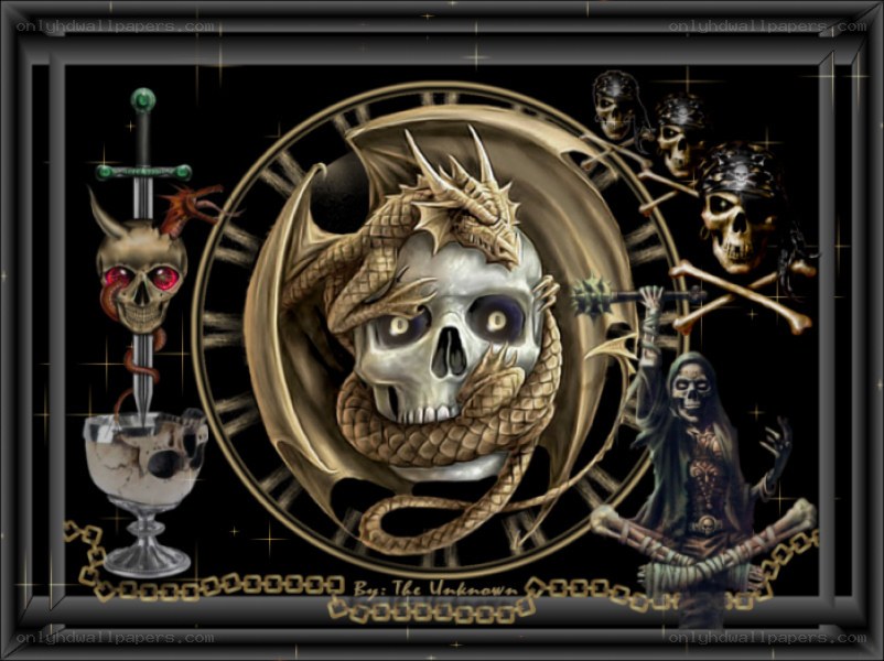skull and dragon artwork