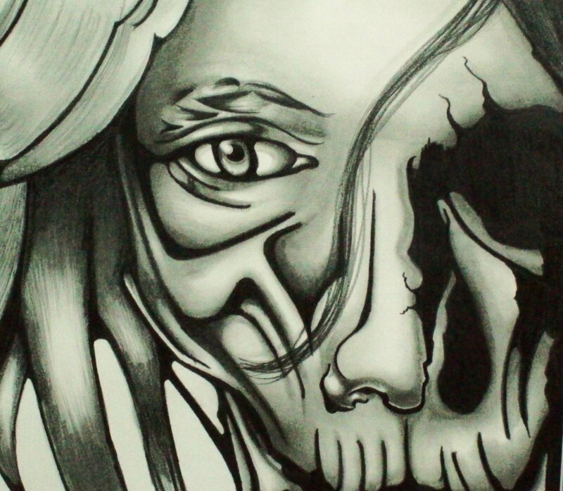 skull and eye drawing