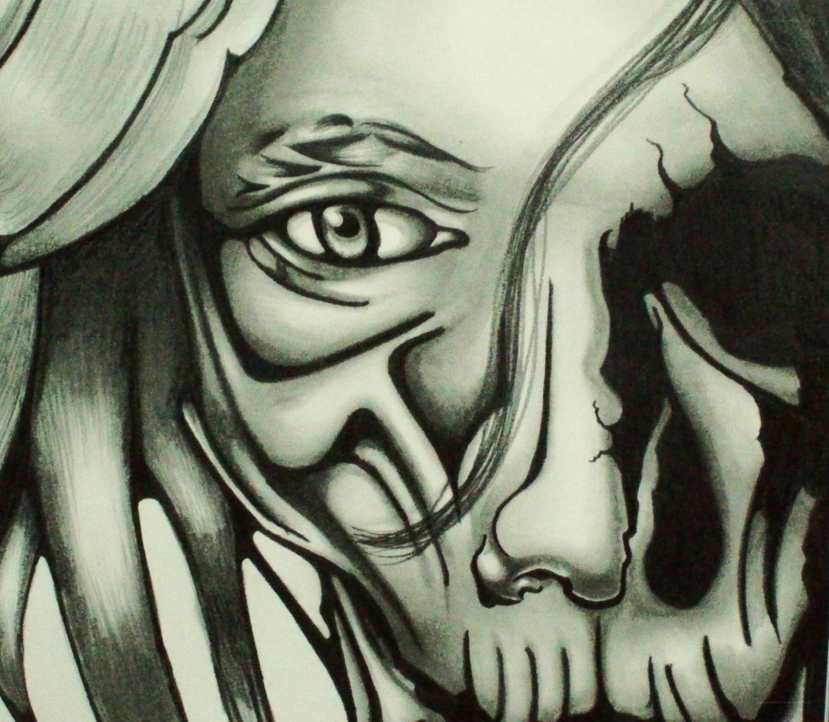 skull and eye drawing