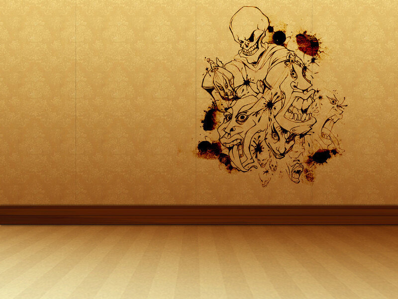 skull and faces graffiti art
