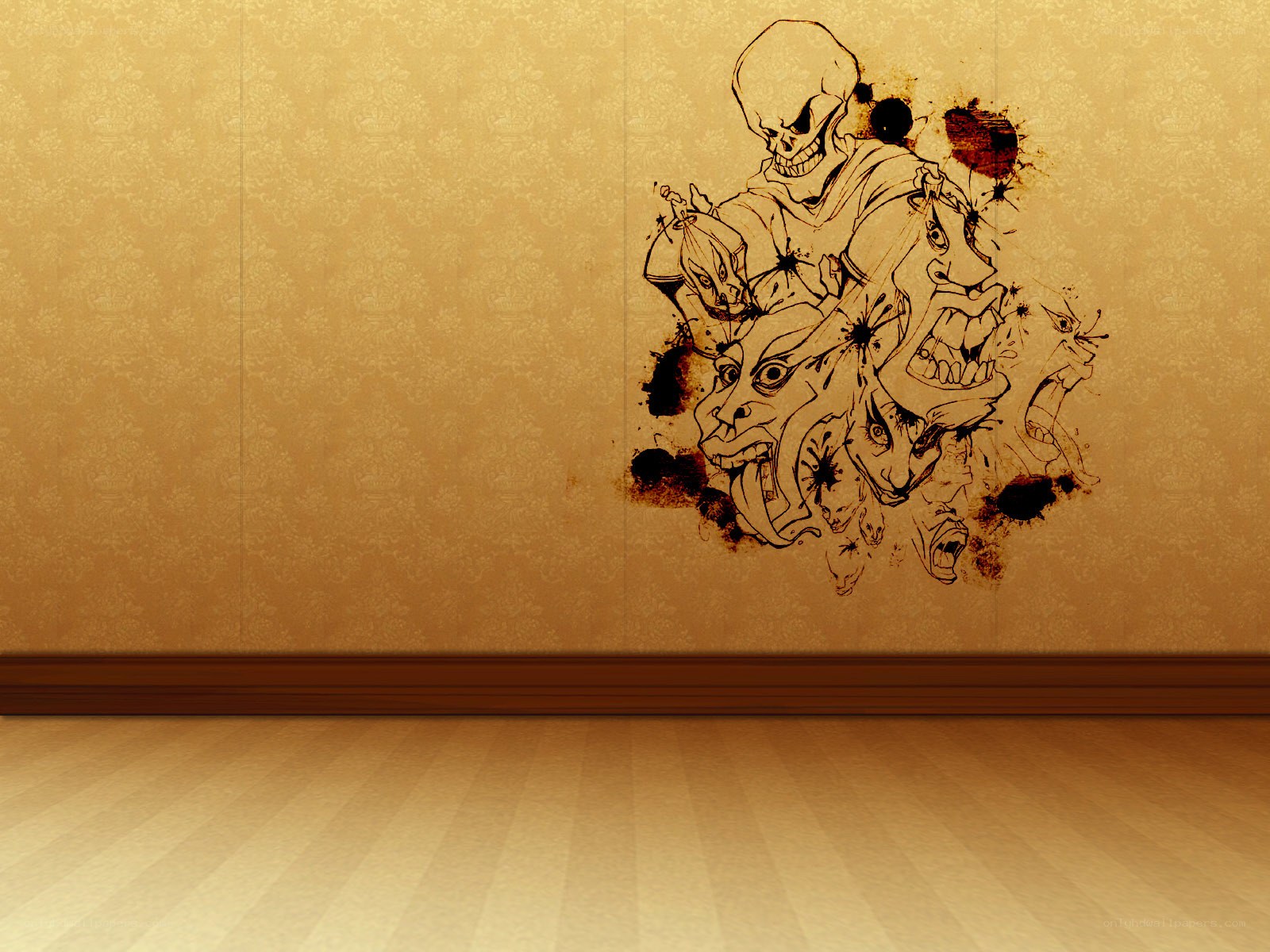 skull and faces graffiti art