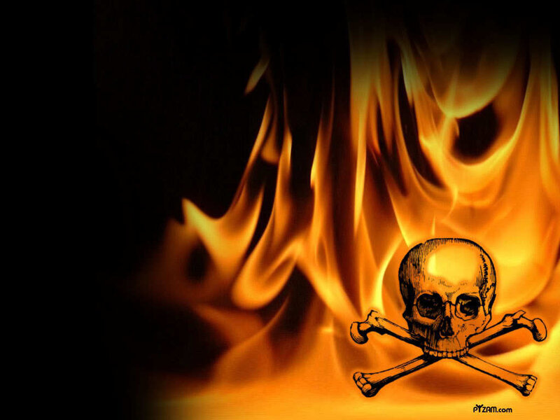 skull and flames background