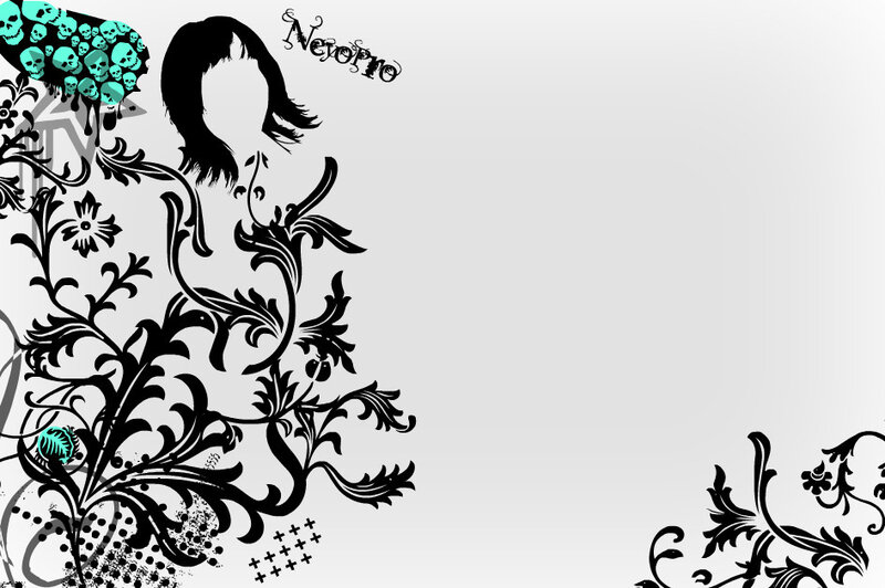 skull and floral design wallpaper