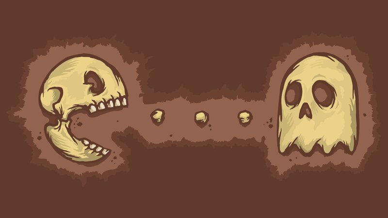 skull and ghost illustration