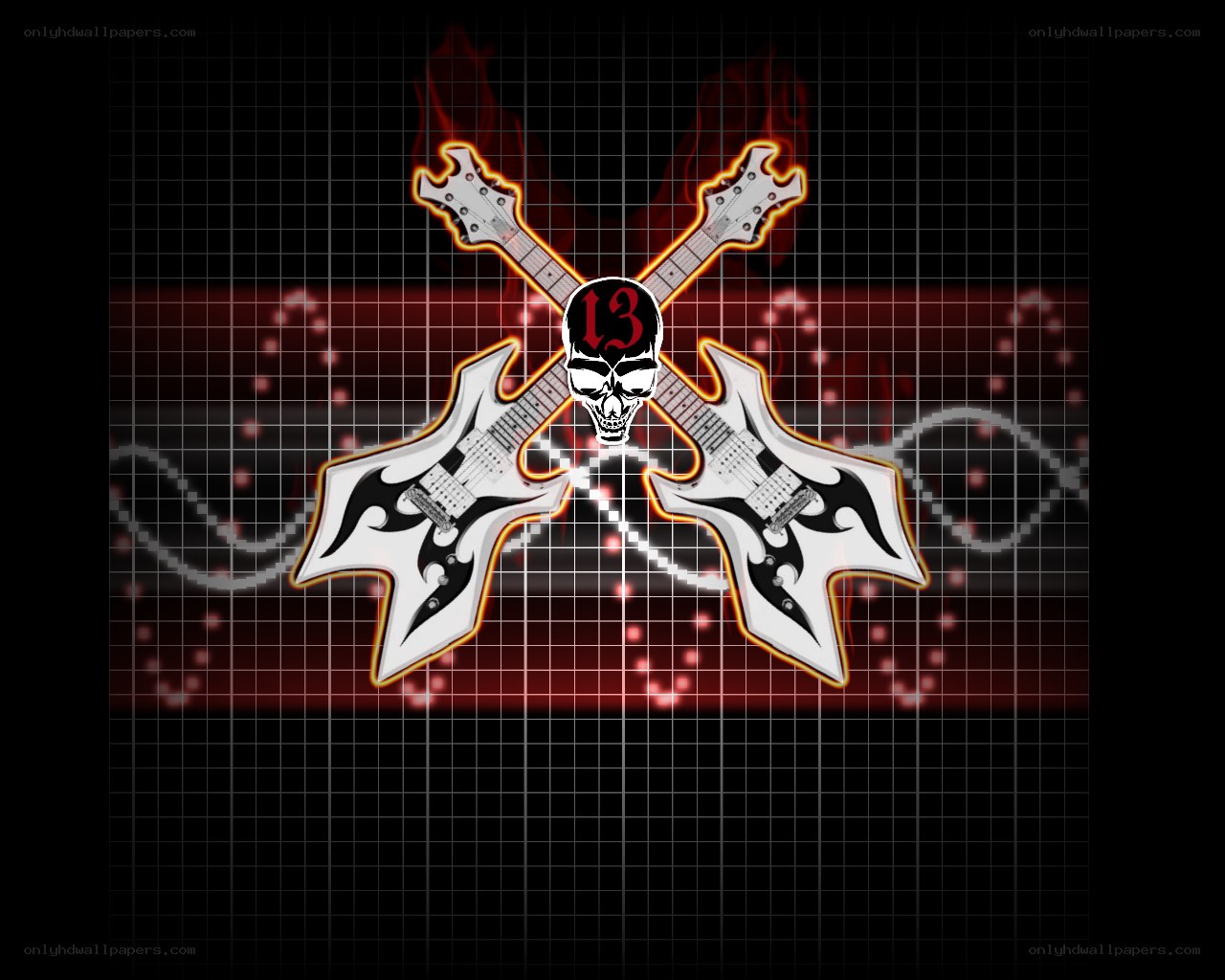 skull and guitars logo