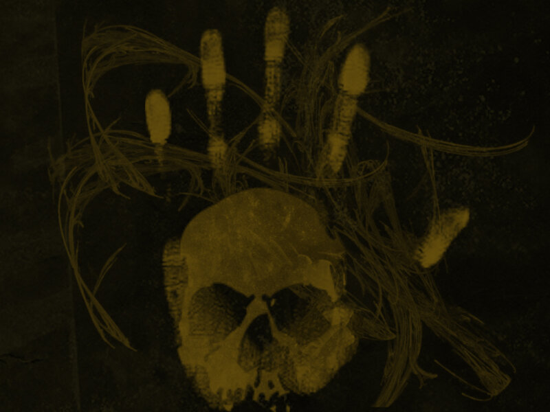 skull and hand print art