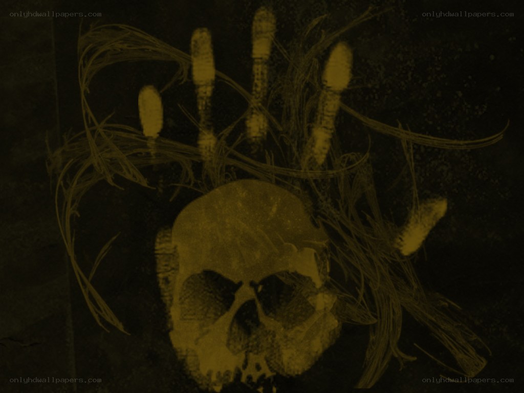 skull and hand print art
