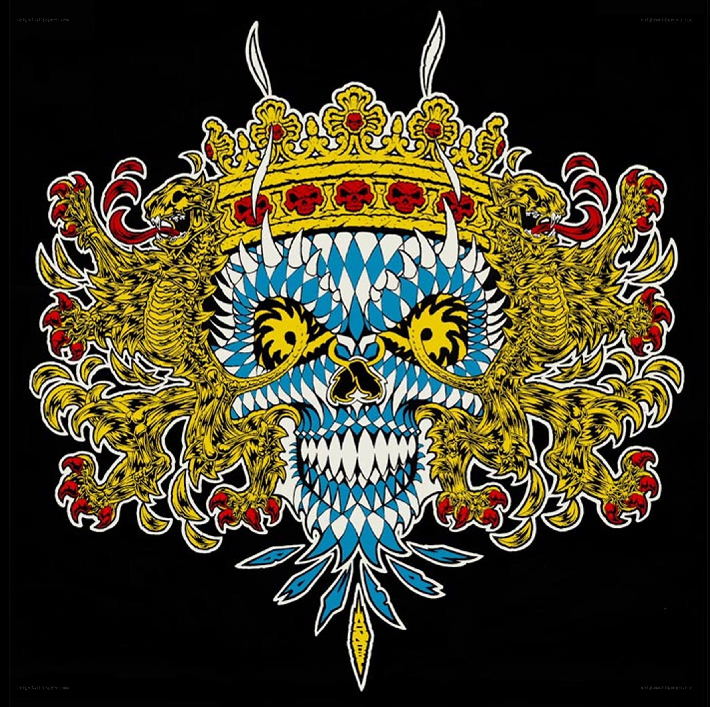 skull and lion crest design