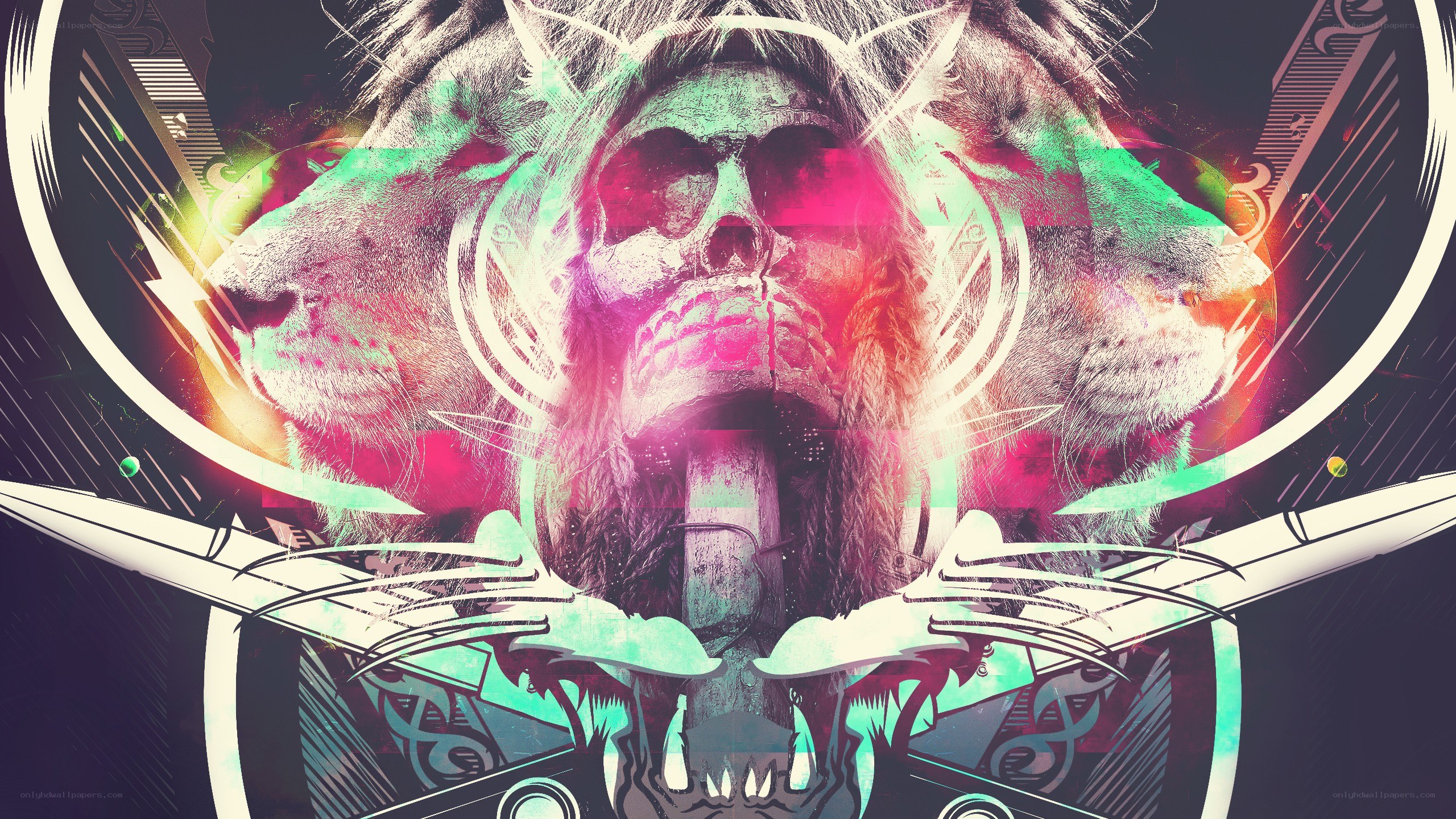 skull and lion digital art