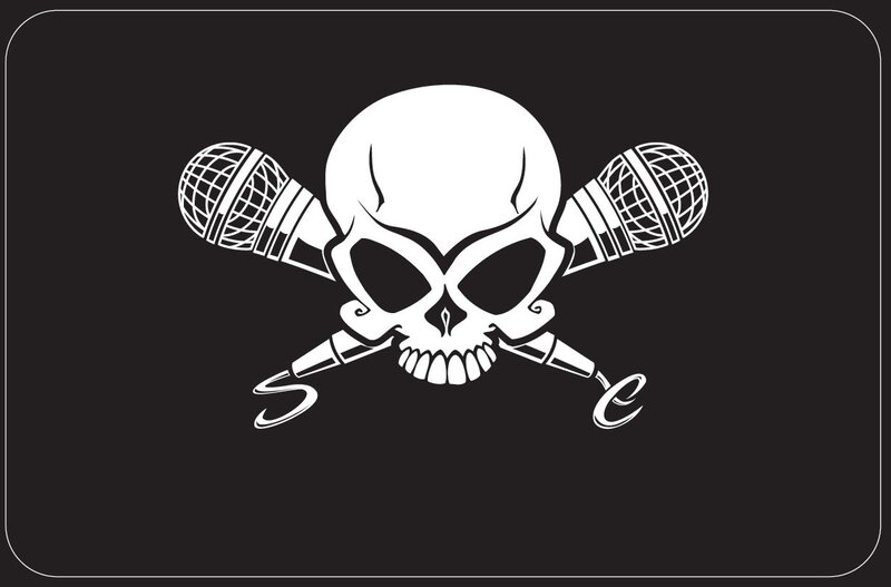 skull and microphones logo