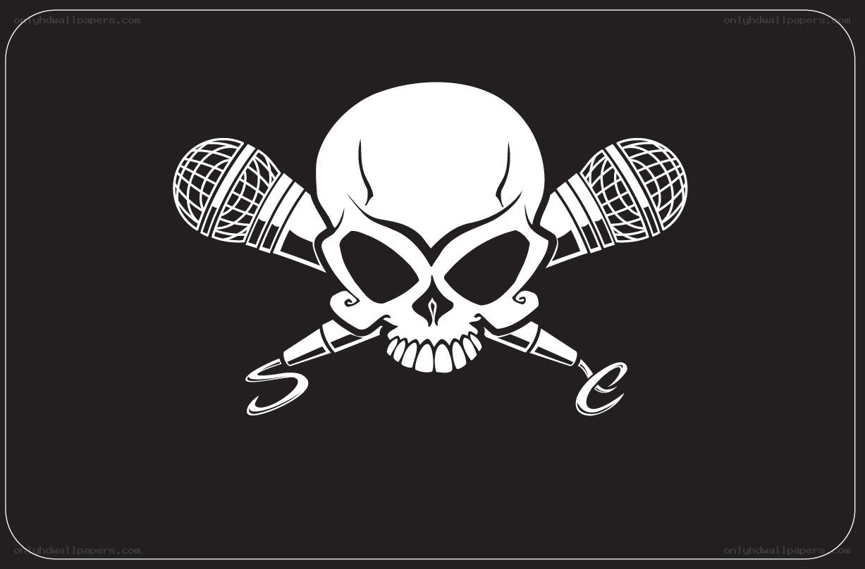 skull and microphones logo