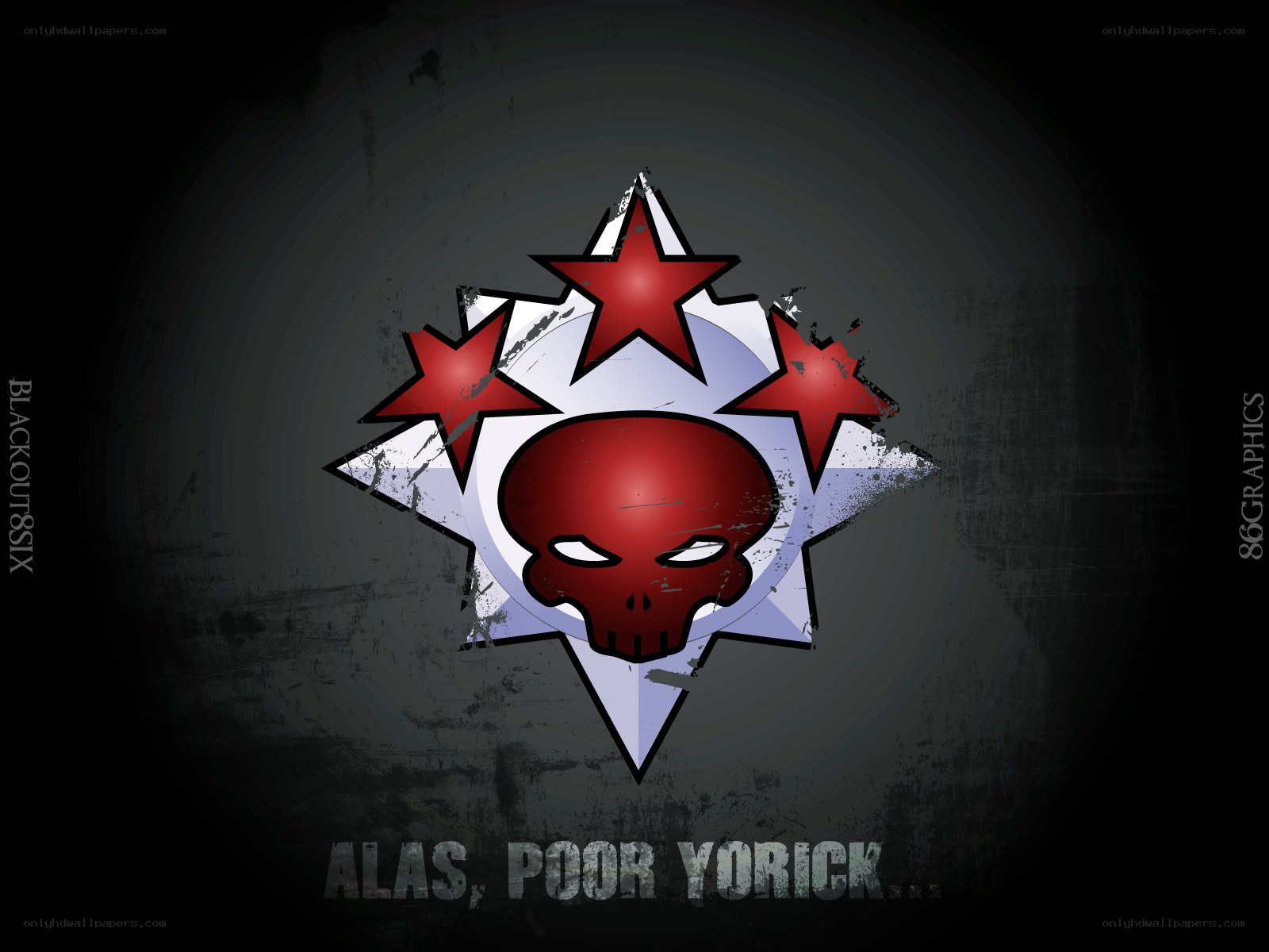 skull and star emblem with quote