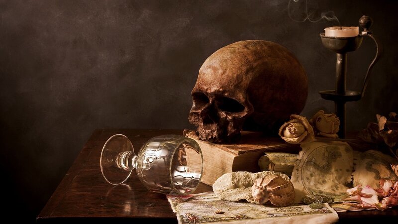 skull and still life objects