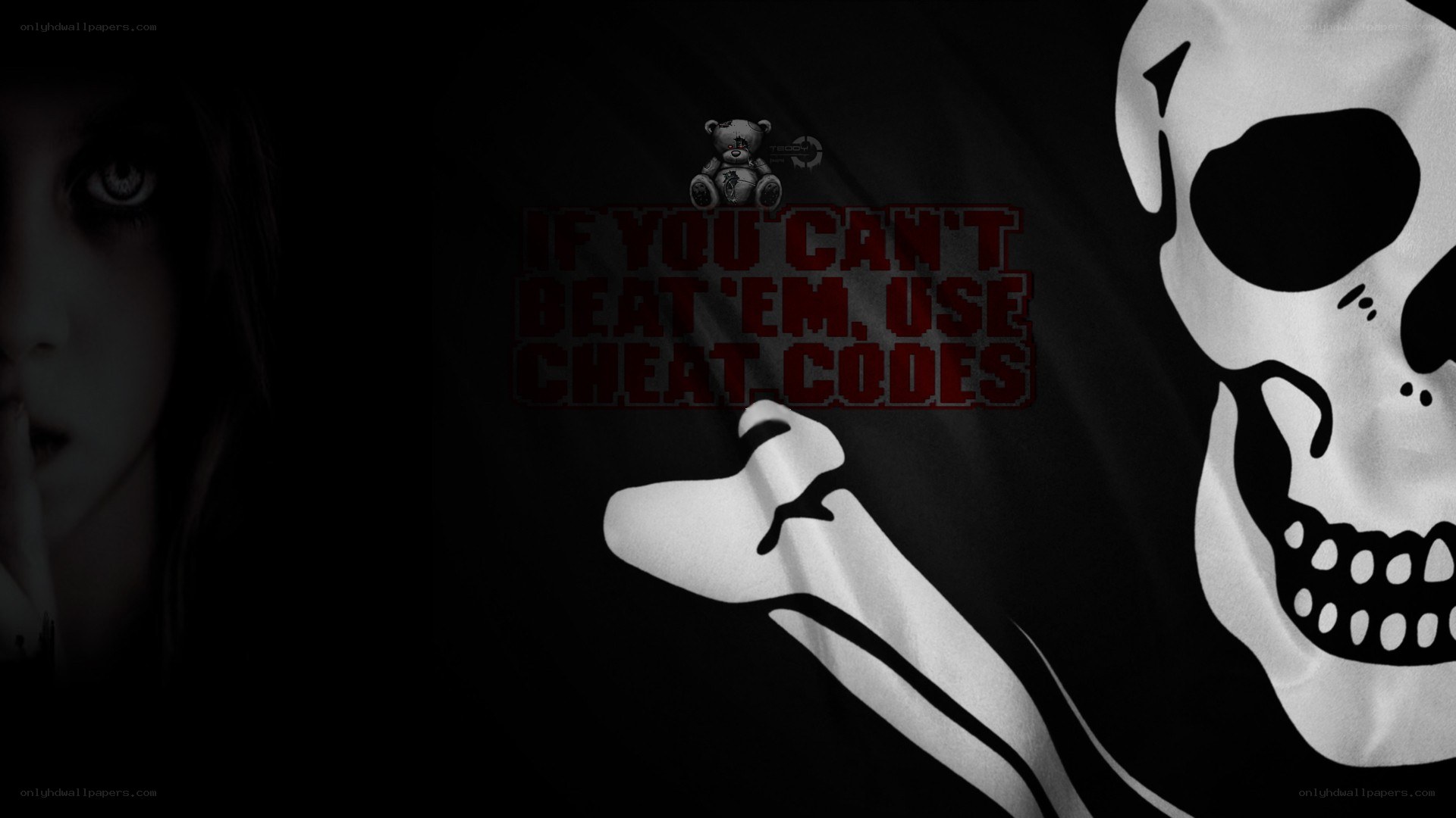 skull and teddy bear wallpaper